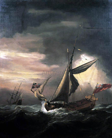  The Younger Willem Van de  Velde Shipping in Heavy Seas - Hand Painted Oil Painting