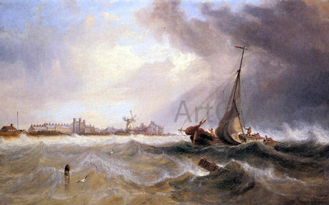  James Wilson Carmichael Shipping off a Coast in Choppy Seas - Hand Painted Oil Painting