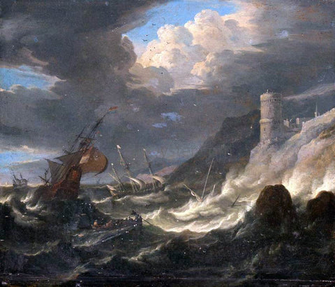  The Younger Pieter Mulier Shipping off a Rocky Coast in Storm - Hand Painted Oil Painting