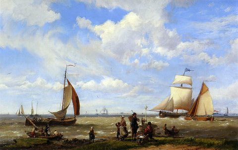  The Elder Hermanus Koekkoek Shipping off the Dutch Coast - Hand Painted Oil Painting