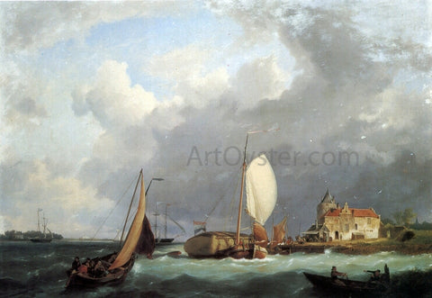  The Elder Hermanus Koekkoek Shipping off the Dutch Coast - Hand Painted Oil Painting