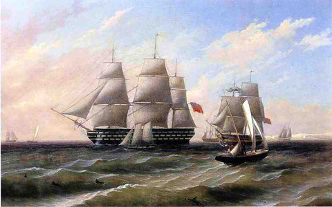  Thomas Birch Ships at Sea - Hand Painted Oil Painting