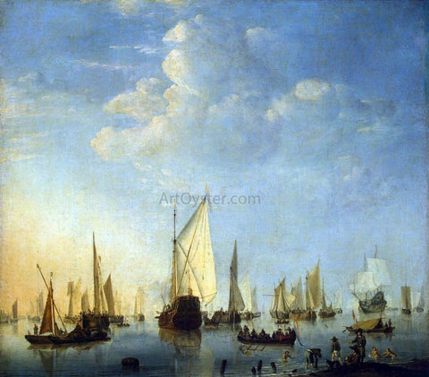 The Younger Willem Van de  Velde Ships in a Calm Sea - Hand Painted Oil Painting