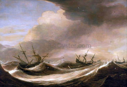  The Elder Pieter Mulier Ships in a Heavy Sea Running Before a Storm - Hand Painted Oil Painting