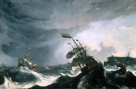  Ludolf Backhuysen Ships in Distress in a Heavy Storm - Hand Painted Oil Painting