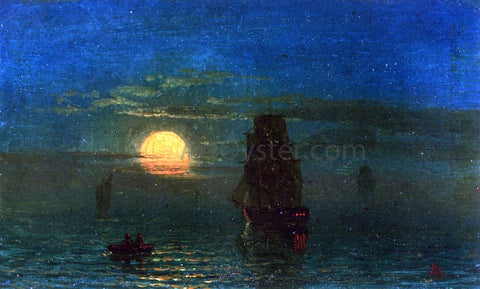  Albert Bierstadt Ships in Moonlight - Hand Painted Oil Painting