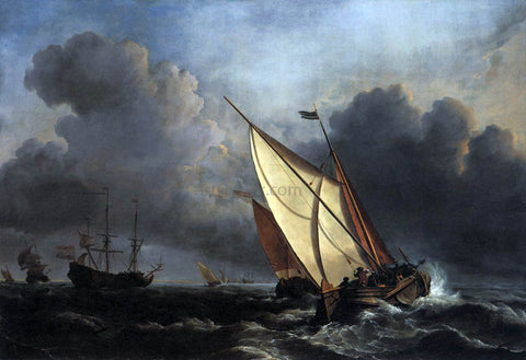  The Younger Willem Van de  Velde Ships on a Stormy Sea - Hand Painted Oil Painting
