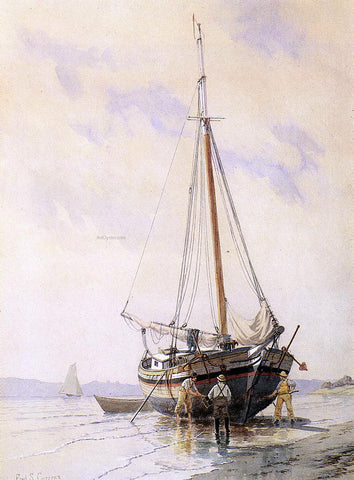  Frederic Schiller Cozzens Sloop Aground on the Hudson - Hand Painted Oil Painting