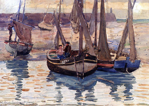  Maurice Prendergast Small Fishing Boats, Treport, France - Hand Painted Oil Painting