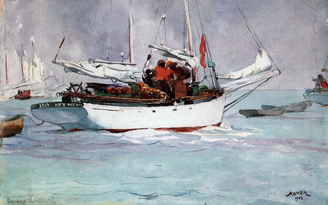  Winslow Homer Sponge Boats, Key West - Hand Painted Oil Painting