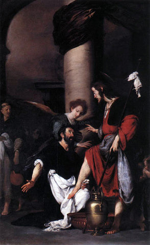  Bernardo Strozzi St Augustine Washing the Feet of Christ - Hand Painted Oil Painting