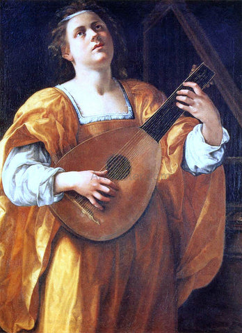  Artemisia Gentileschi St Cecilia Playing a Lute - Hand Painted Oil Painting