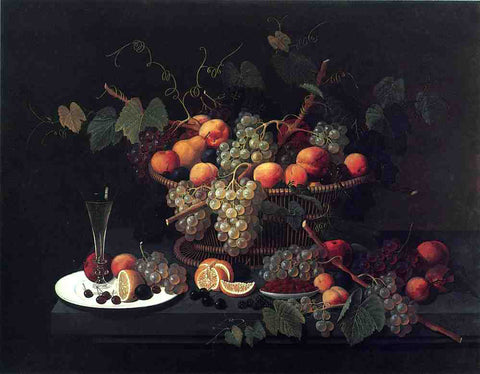  Severin Roesen Still Life: Champagne and Fruit - Hand Painted Oil Painting