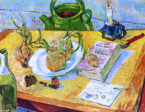  Vincent Van Gogh Still Life: Drawing Board, Pipe, Onions and Sealing Wax - Hand Painted Oil Painting