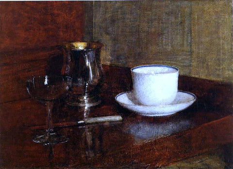 Henri Fantin-Latour Still Life: Glass, Silver Goblet and Cup of Champagne - Hand Painted Oil Painting