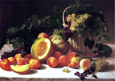  George Hetzel Still Life with Basket of Grapes - Hand Painted Oil Painting