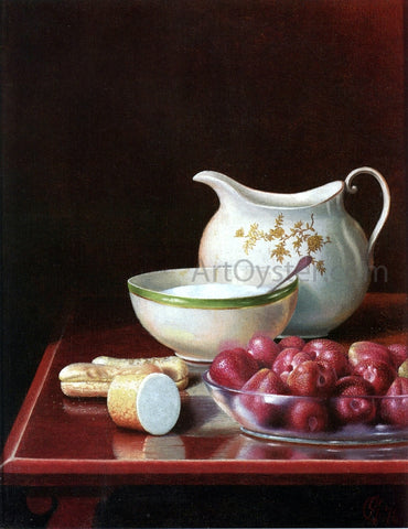  George Cope Still Life with Berries, Sugar and Cream Pitcher - Hand Painted Oil Painting