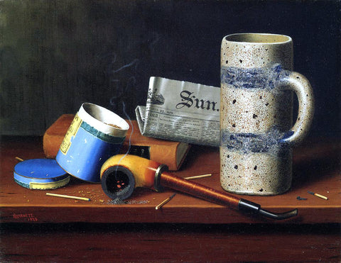  William Michael Harnett Still Life with Blue Tobacco Box - Hand Painted Oil Painting