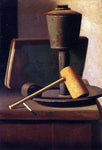  John Frederick Peto Still Life with Book, Lamp, Pipe and Match - Hand Painted Oil Painting
