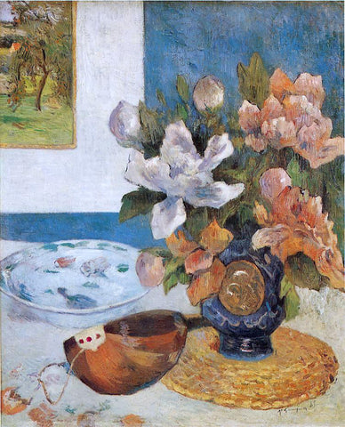  Paul Gauguin Still Life with Chinese Peonies and Mandolin - Hand Painted Oil Painting