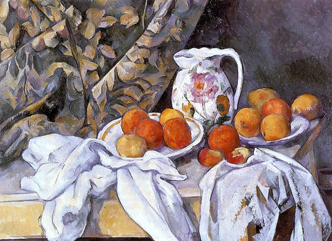  Paul Cezanne Still Life with Curtain and Flowered Pitcher - Hand Painted Oil Painting