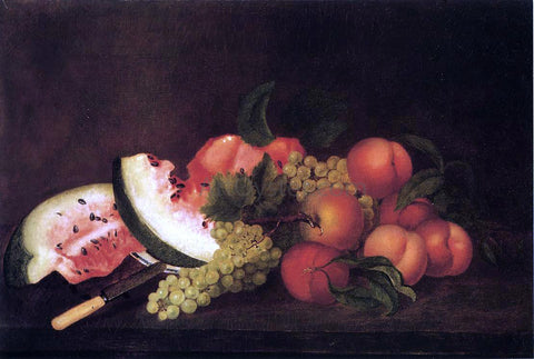  Rubens Peale Still Life with Grapes, Watermelon, and Peaches - Hand Painted Oil Painting