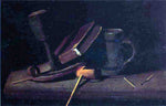  John Frederick Peto Still Life with Lamp, Pipe, Matches, Book and Mug - Hand Painted Oil Painting