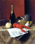  William Michael Harnett Still Life with Lobster, Fruit, Champagne and Newspaper - Hand Painted Oil Painting