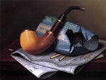  William Michael Harnett Still Life with Pipe, Newspaper and Tobacco Pouch - Hand Painted Oil Painting
