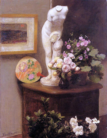  Henri Fantin-Latour Still Life with Torso and Flowers - Hand Painted Oil Painting