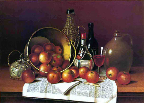  Thomas H Hope Still Life with Wine and Apples - Hand Painted Oil Painting