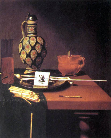  Hubert Van Ravesteyn Still-Life with Porcelain Vase and Smoking Tools - Hand Painted Oil Painting