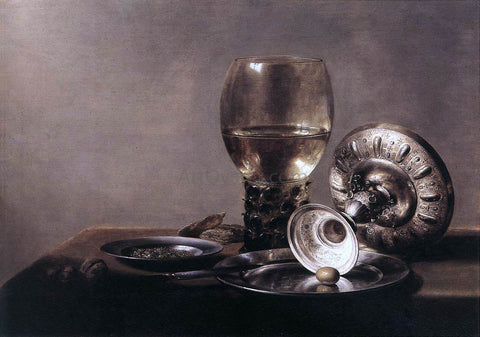  Pieter Claesz Still-life with Wine Glass and Silver Bowl - Hand Painted Oil Painting