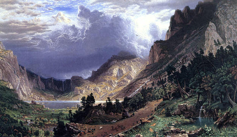  Albert Bierstadt Storm in the Rocky Mountains, Mt. Rosalie - Hand Painted Oil Painting