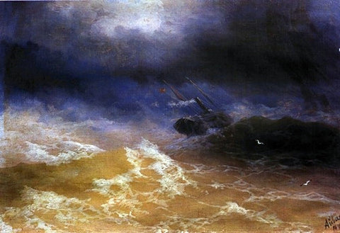  Ivan Constantinovich Aivazovsky Storm on Sea - Hand Painted Oil Painting
