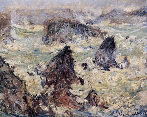  Claude Oscar Monet Storm on the Cote de Belle-Ile - Hand Painted Oil Painting