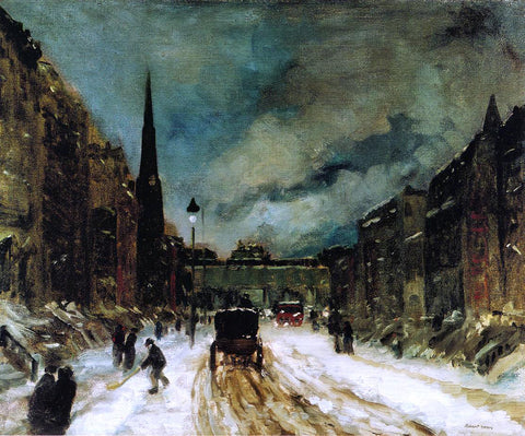  Robert Henri Street Scene with Snow - Hand Painted Oil Painting