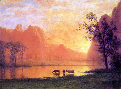  Albert Bierstadt Sundown at Yosemite - Hand Painted Oil Painting