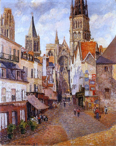  Camille Pissarro Sunlight, Afternoon, La Rue de l'Epicerie, Rouen - Hand Painted Oil Painting