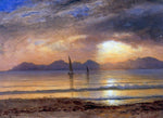 Albert Bierstadt Sunset over a Mountain Lake - Hand Painted Oil Painting
