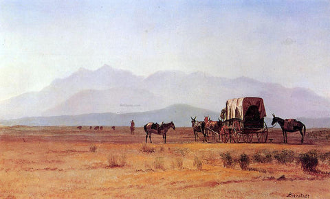  Albert Bierstadt Surveyor's Wagon in the Rockies - Hand Painted Oil Painting