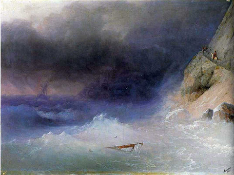  Ivan Constantinovich Aivazovsky Tempest by Rocky Coast - Hand Painted Oil Painting