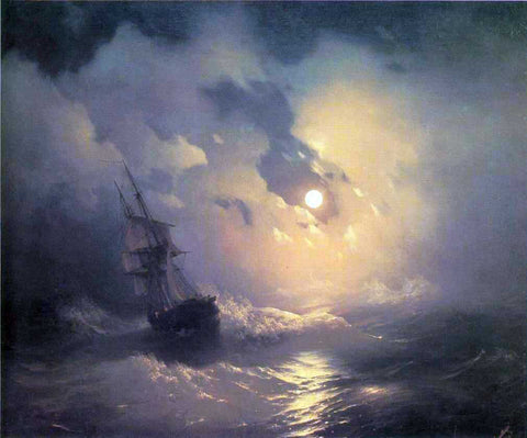  Ivan Constantinovich Aivazovsky Tempest on the Sea at Night - Hand Painted Oil Painting