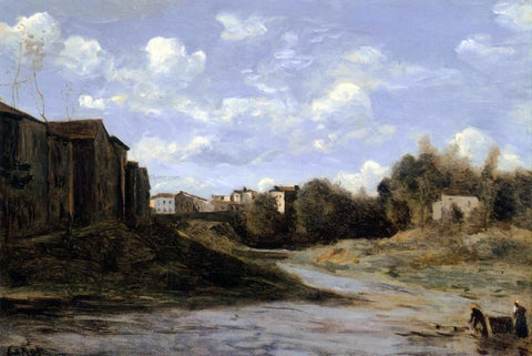  Jean-Baptiste-Camille Corot The Banks of the Midouze, Mont-de-Marsan, as seen from the Pont du Commerce - Hand Painted Oil Painting