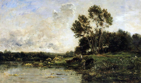  Charles Francois Daubigny The Banks of the Oise - Hand Painted Oil Painting