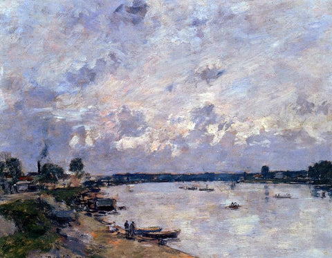  Eugene-Louis Boudin The Banks of the Seine at Caudebec en Caux - Hand Painted Oil Painting