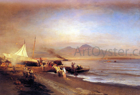  Oswald Achenbach The Bay of Naples - Hand Painted Oil Painting