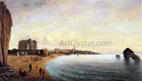  Louis Moullin The Beach at Biarritz - Hand Painted Oil Painting