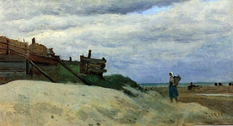  Jean-Baptiste-Camille Corot The Beach at Dunkirk - Hand Painted Oil Painting