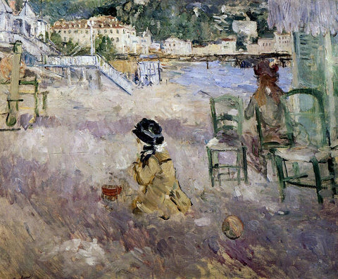  Berthe Morisot The Beach at Nice - Hand Painted Oil Painting